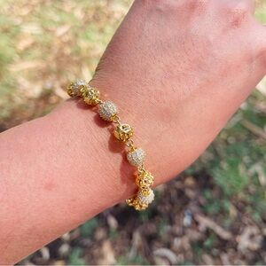 Gold Pave & Filigree Bead Bracelet - Women's Jewelry